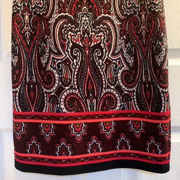 R&K Petite Dress Size 4 Shift Knee Length Deep Fall Colors Stretch Preppy - Picture 3 of 6